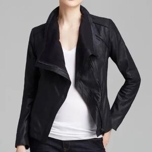 T Tahari Women’s merlot deluxe leather jacket Open-Front Blazer Size Medium